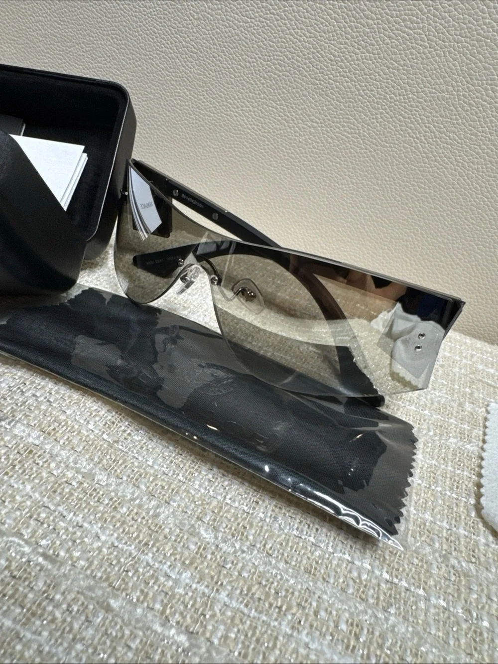 Versace Silver Shield Sunglasses with Mirrored Lens